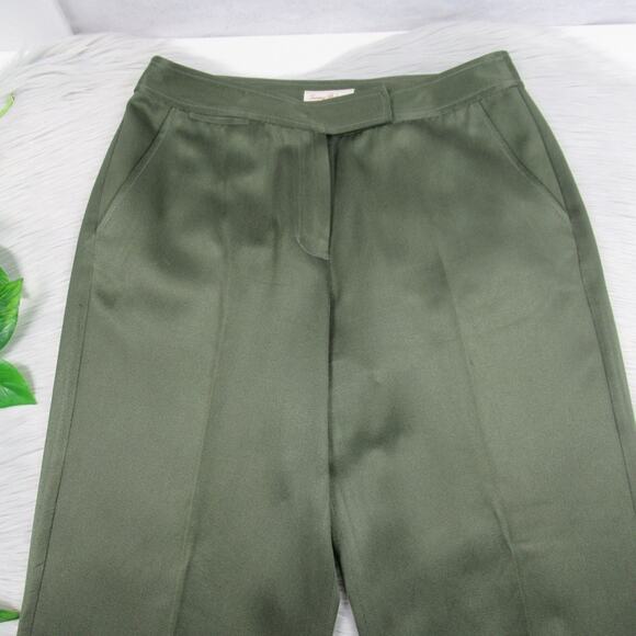 TOMMY BAHAMA Silk Blend High Rise Cropped Pants Olive Green Women's Size 8 - Picture 4 of 12